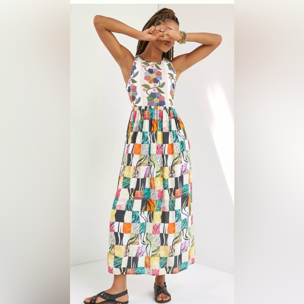 Anthropologie Let Me Be Quilted Patchwork Maxi Dress